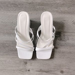 Shein white strapy chunky heel
